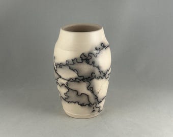 Horsehair Pottery Vase: Unique Carbon Fired Stoneware, Pet Urn