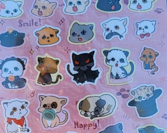 Cute Kitten Cats Paper Sticker Sheet