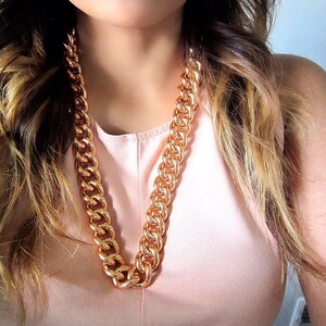 Chunky Chain Necklace, Rose Gold Statement Necklace 22-24 Inches