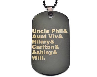 Custom Names Necklace, TV Show, Singers, Movie Character Names, Black ID Chain, Military Tag Chain, Personalized Gift, Engraved Dog Tag