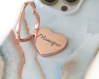 Engraved Cell Phone Ring, Customized Ring Stand, Personalized Phone Accessory, Rose gold, Gold, Silver, and Gunmetal