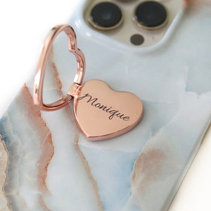 Engraved Cell Phone Ring, Customized Ring Stand, Personalized Phone Accessory, Rose gold, Gold, Silver, and Gunmetal