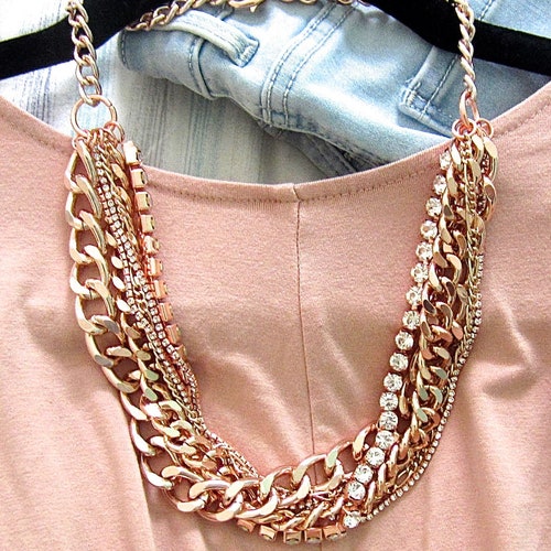 Rose Gold Statement Necklace Chunky 