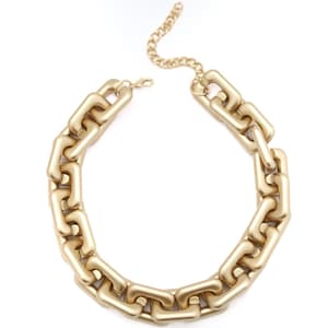 Chunky Matte Gold Necklace, Resin Acrylic Link Chain, Geometric Statement Necklace, Large Link Necklace, Customized Jewelry