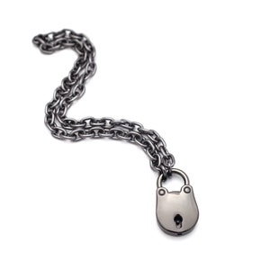 Engraved Lock Necklace, Lightweight Vintage Choker, Day Collar, Lock and Key Chain, Couples Jewelry