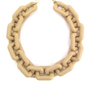 Chunky Beige Necklace, Resin Acrylic Chain, Geometric Statement Necklace, Large Link Necklace, Customized Jewelry, Super Chunky Jewelry