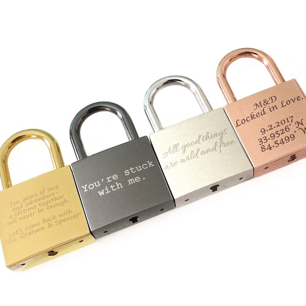 Grand cadenas personnalisé, Serrure gravée au laser, Cadeau de mariage personnalisé, Cérémonie de l'unité, Boîte souvenir, Cadeau de la Saint-Valentin, Serrure Bridge Love