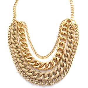 Chunky Gold Necklace, Multi Layer Statement Necklace, Layered Statement Chain