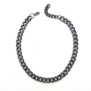 Cuban Link Choker, Super Lightweight Chain, Gunmetal Necklace