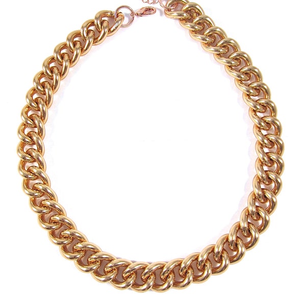 Chunky Chain Necklace, Rose Gold Statement Necklace