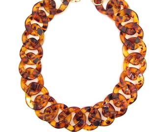 Tortoise Statement Necklace Chunky 