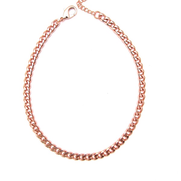 Rose Gold Choker, Super Lightweight Necklace, Cuban Link Chain