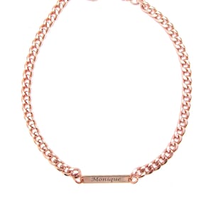 Custom Name Necklace, Engraved Name Plate Choker, Super Lightweight Cuban Link Choker, Mother&#39;s Day Gift