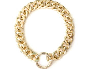 O Ring Choker, Lightweight Cuban Link Necklace, Gold Day Collar