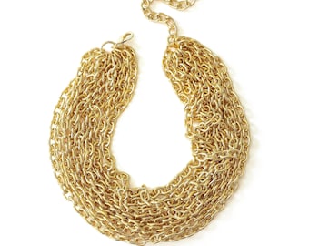 Collar llamativo de varias capas, cadena tipo cable de eslabones ovalados dorados, joyería de gran tamaño