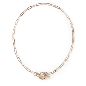Paperclip Choker Necklace, Toggle Clasp Chain Necklace, Oval Link Chain, Rose Gold Paperclip Chain