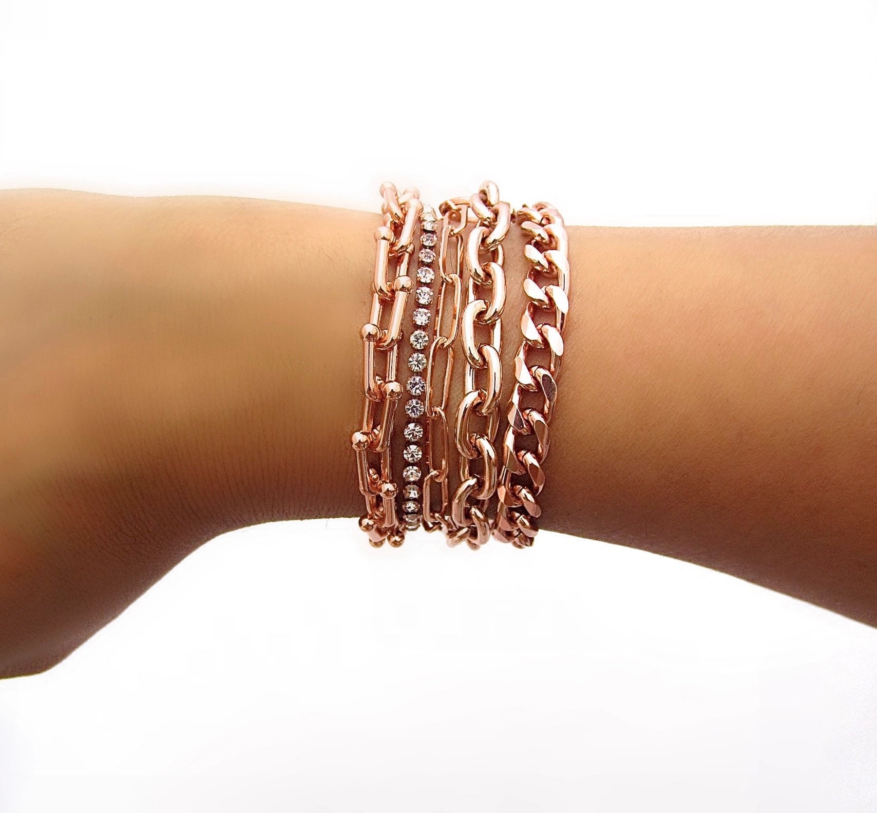 Rose Gold Bracelets Tiffany Style Bracelet Paper Clip Chain Etsy