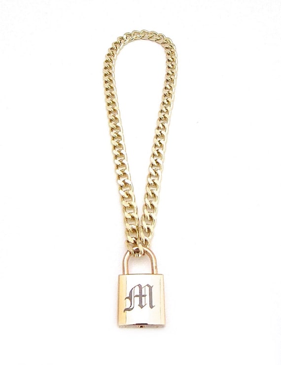 Engraved Padlock Necklace Custom Lock and Key Set Gold Day Collar Lock Choker Chain Cuban Link Choker Couples Jewelry