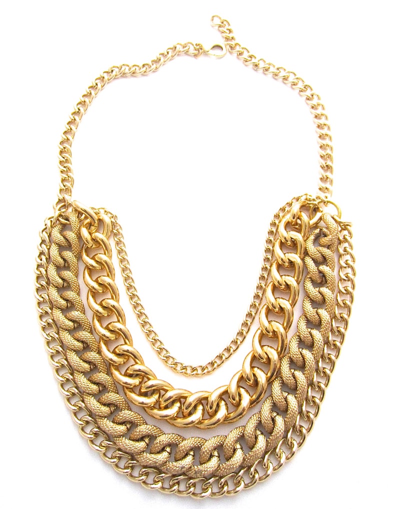 Chunky Gold Necklace Multilayered Statement Necklace Layered - Etsy