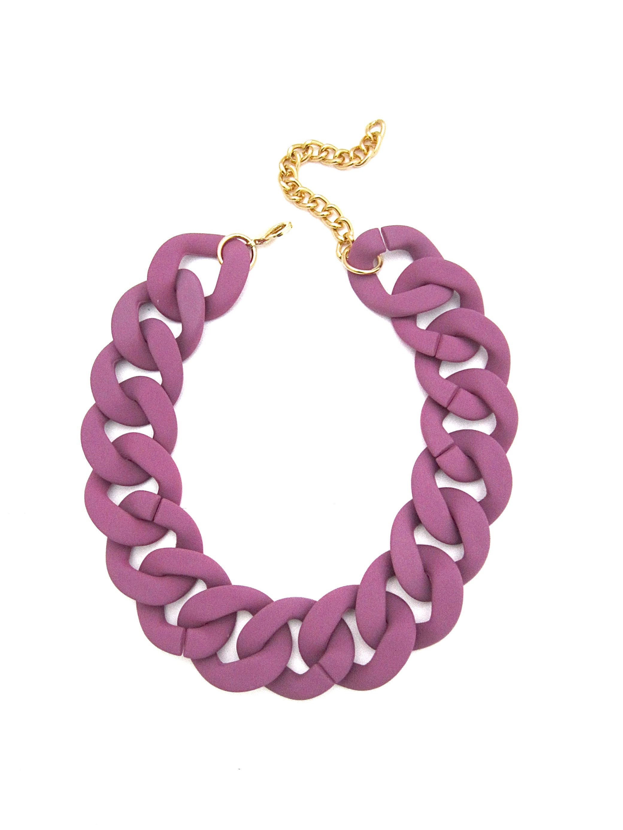 Chunky Purple Necklace Purple Statement Chain Large Matte | Etsy