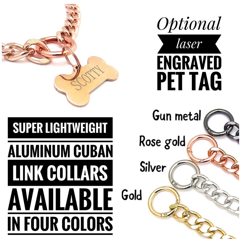 Chain Dog Collar, Medium Cuban Link Dog Necklace, Lightweight Dog Jewelry image 7