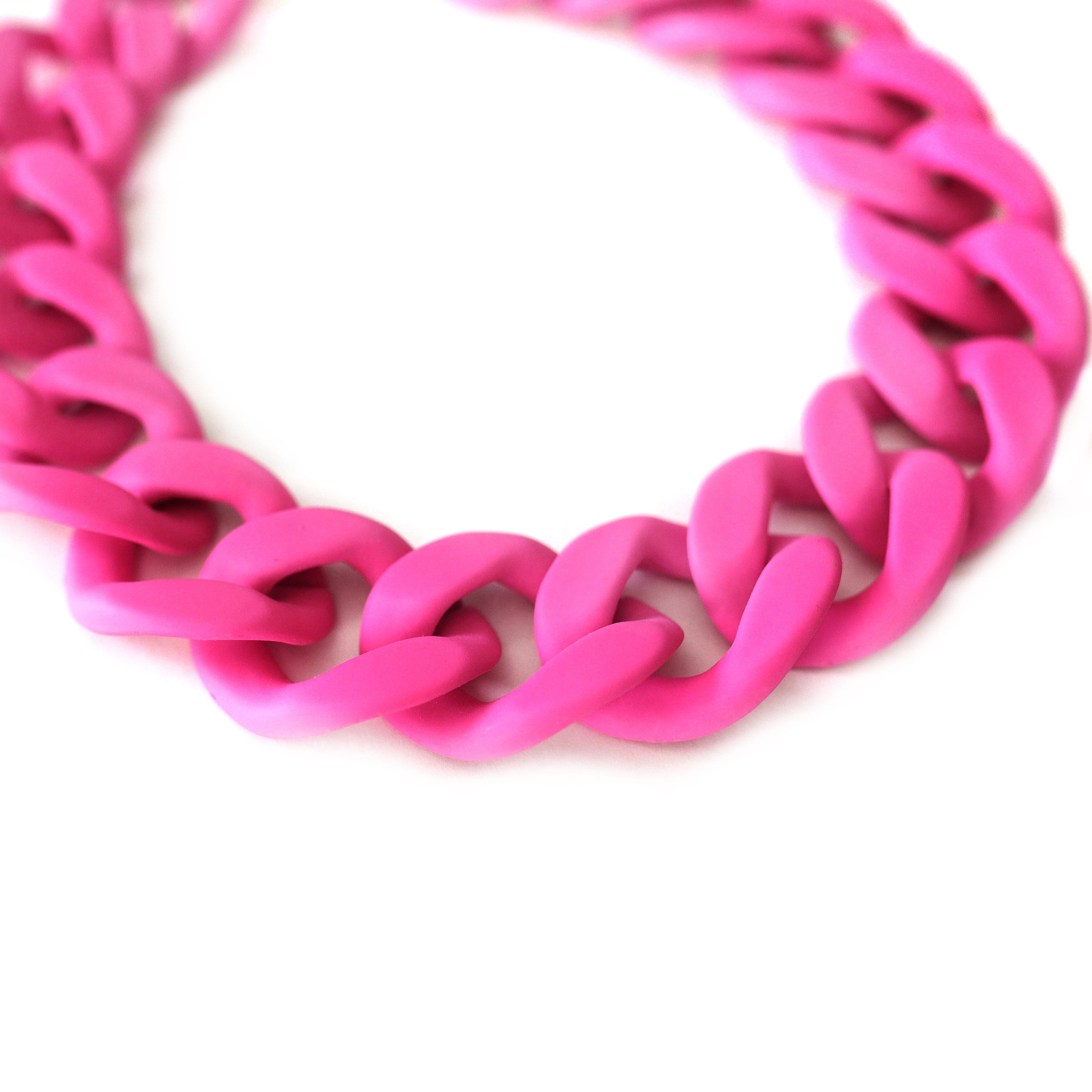 Chunky Pink Necklace, Hot Pink Statement Chain, Large Matte Link ...
