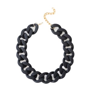 Chunky Black Necklace, Black Statement Chain, Large Beaded Link Necklace, Customized Jewelry