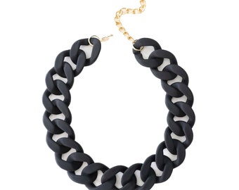 Chunky Black Link Bracelet - Women Accessories Chunky Black Link Bracelet: Unisex Plastic Chain Jewelry - Etsy main image 2