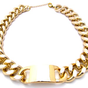 Name Plate Necklace, Lightweight Cuban Link Chain, Personalized Gold Choker