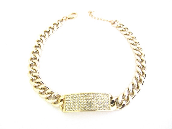 Rhinestone cuban link choker discount