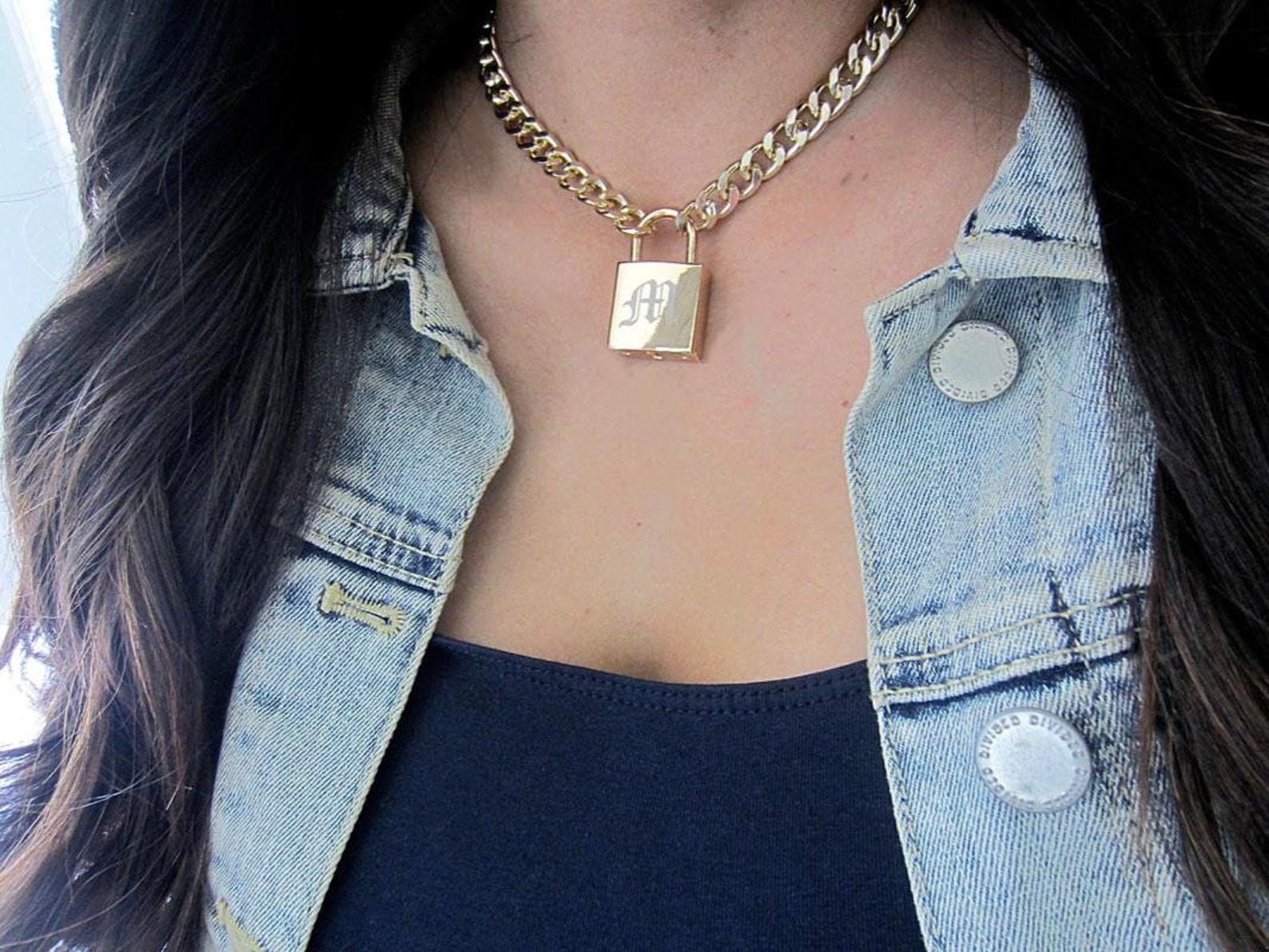 Engraved Padlock Necklace, Custom Lock and Key Set, Gold Day Collar