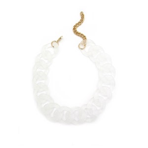 Chunky Frost Necklace, Translucent Clear Chain, Large Link Necklace, Customized Jewelry, Acrylic Resin Link Chain
