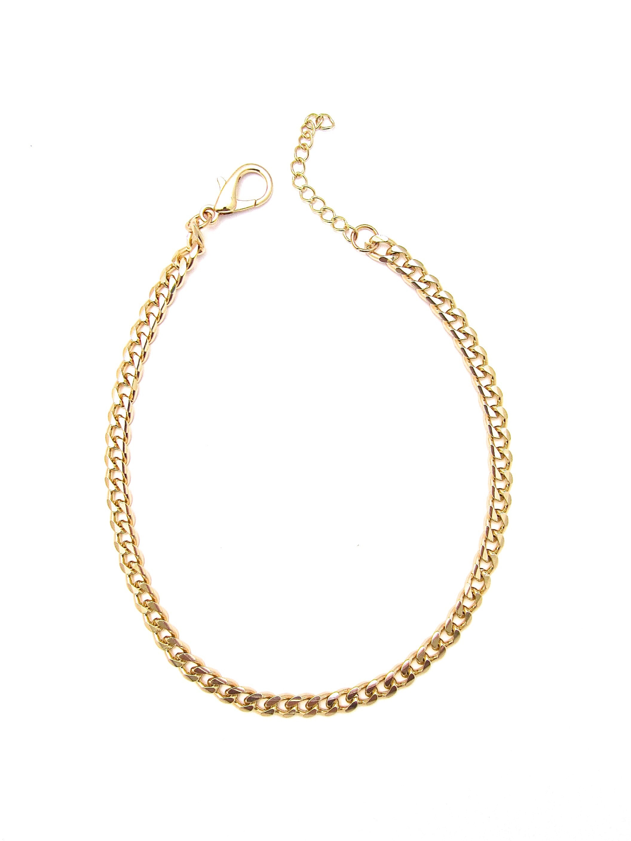 Gold Chain Link Choker, Super Lightweight Necklace, Cuban Link Chain