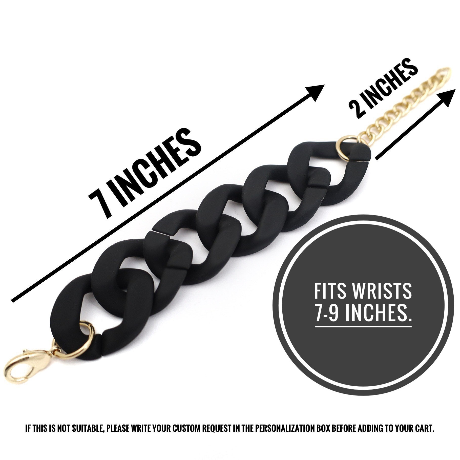 Black Chunky Bracelet, Chunky Link Bracelet, Matte Link 