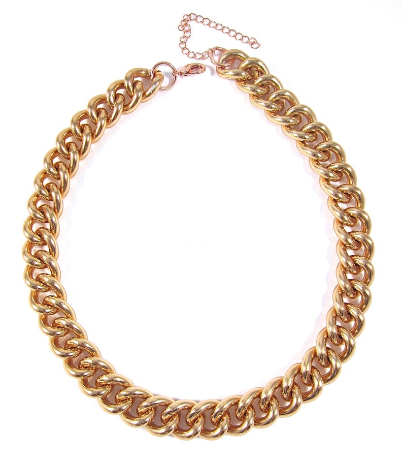 Chunky Chain Necklace, Rose Gold Statement Necklace image 1