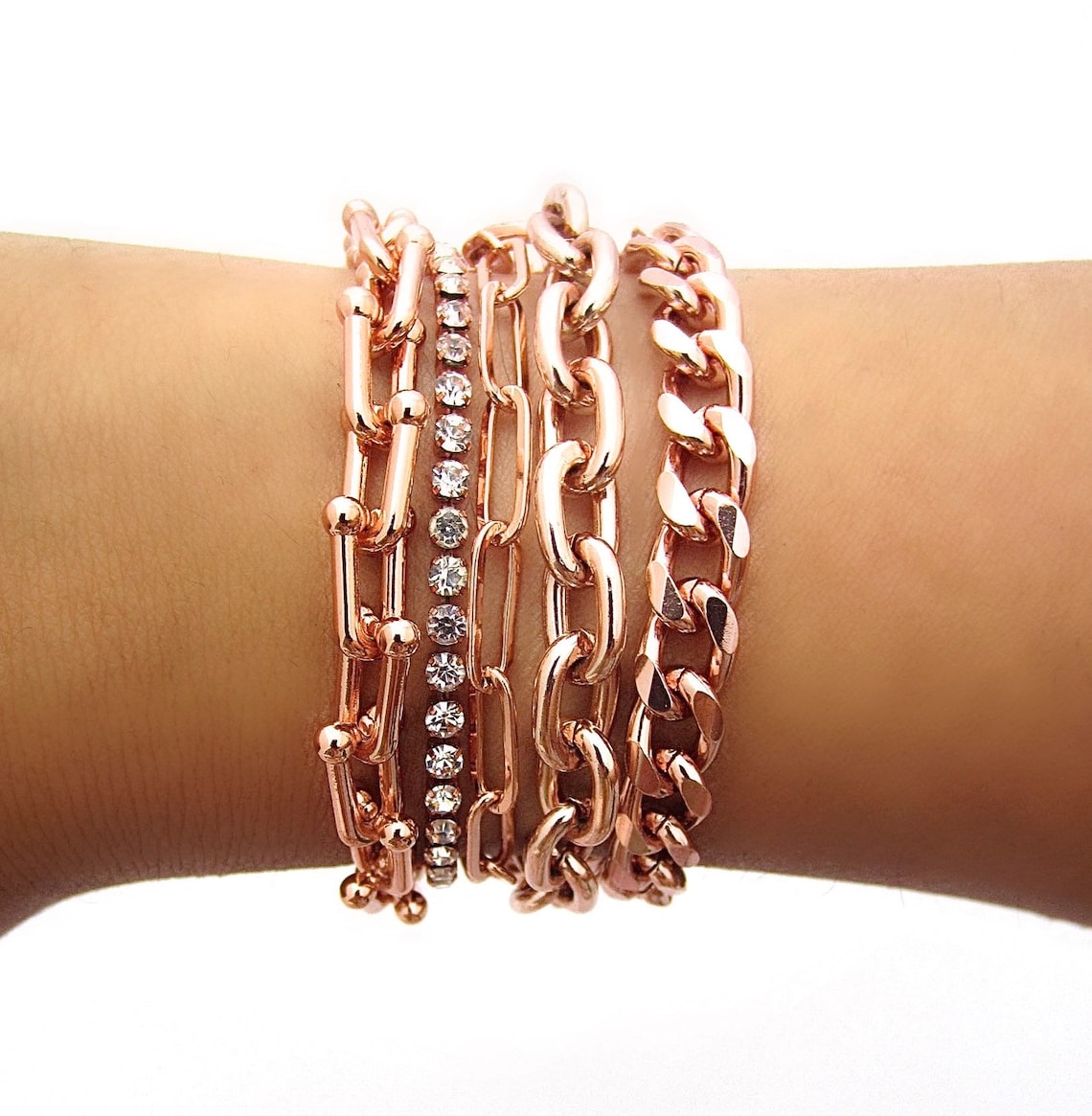 Rose Gold Bracelets Tiffany Style Bracelet Paper Clip Chain Etsy