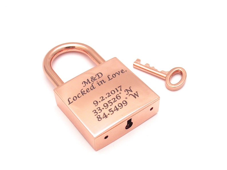 Large Custom Padlock, Laser Engraved Lock, Custom Wedding Gift, Unity Ceremony, Keepsake Box, Valentine's Day Gift, Bridge Love Lock image 3