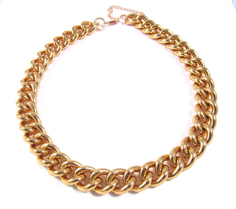 Chunky Chain Necklace, Rose Gold Statement Necklace image 3