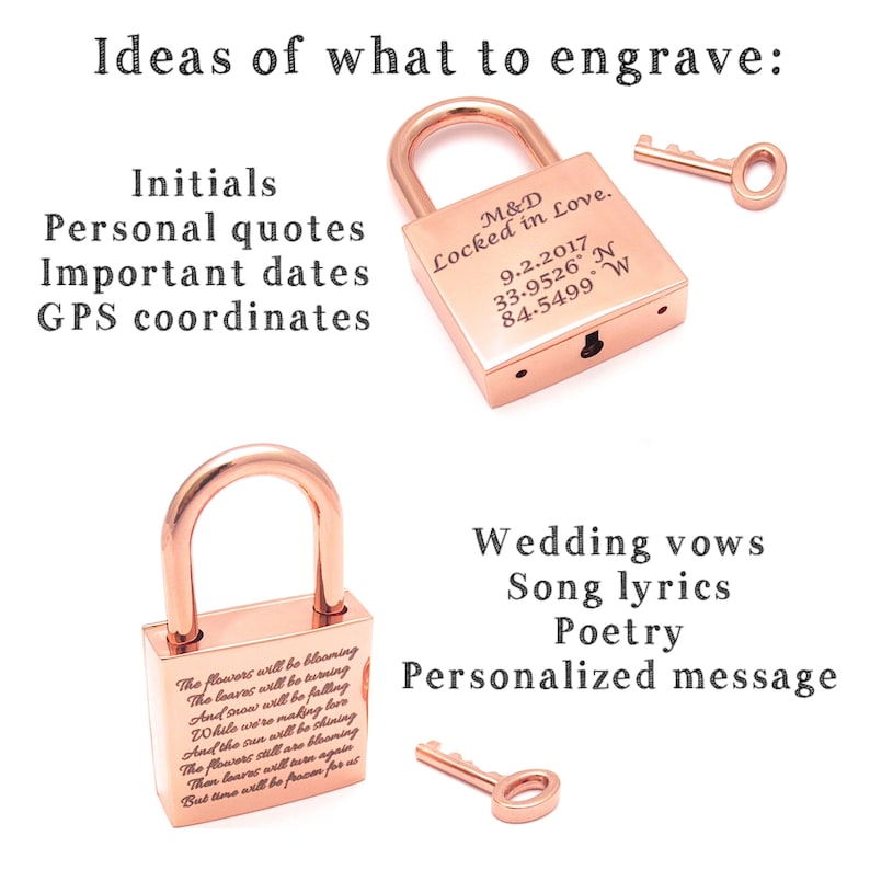 Large Custom Padlock, Laser Engraved Lock, Custom Wedding Gift, Unity Ceremony, Keepsake Box, Valentine's Day Gift, Bridge Love Lock 画像 8