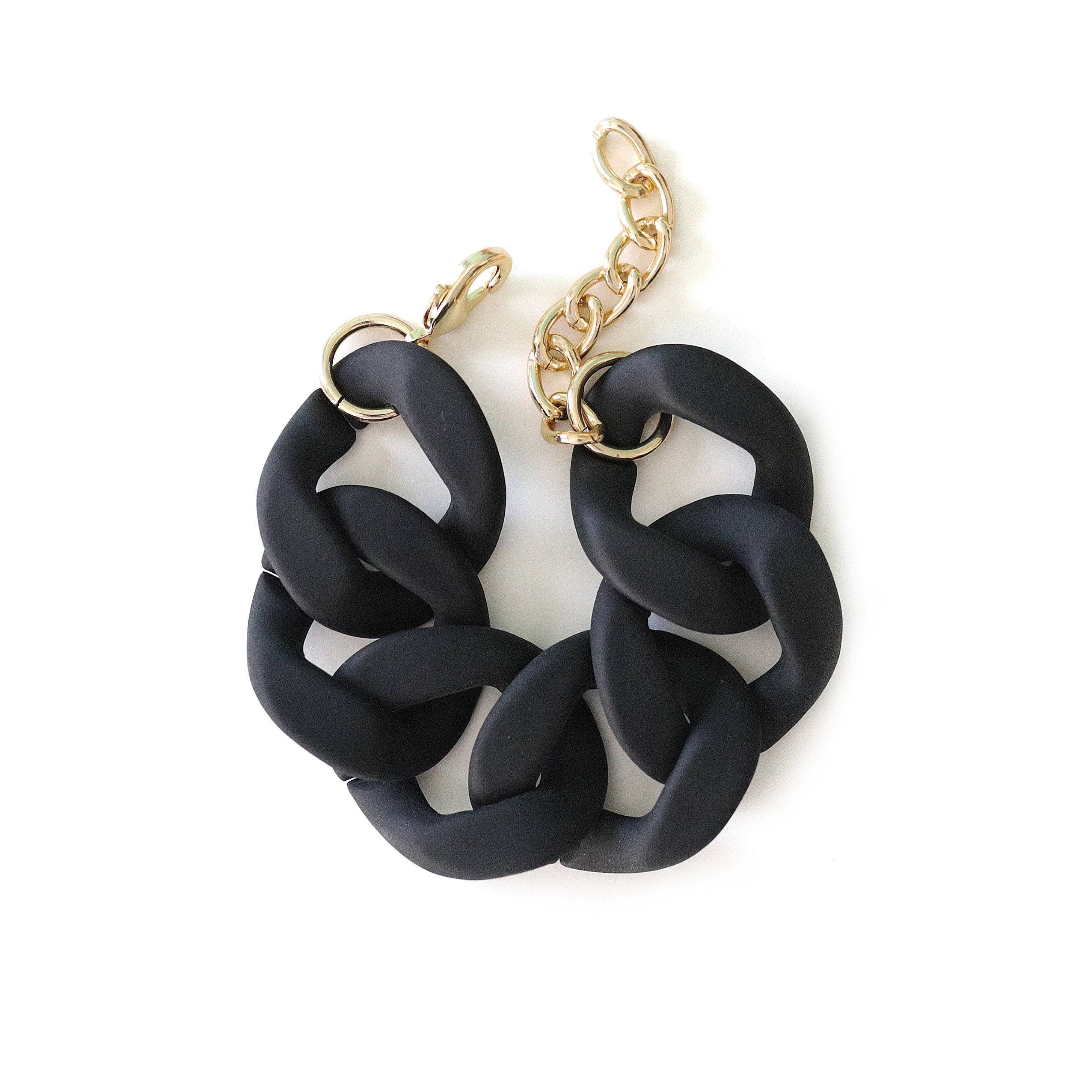 Black Chunky Bracelet, Chunky Link Bracelet, Matte Link  display picture 3
