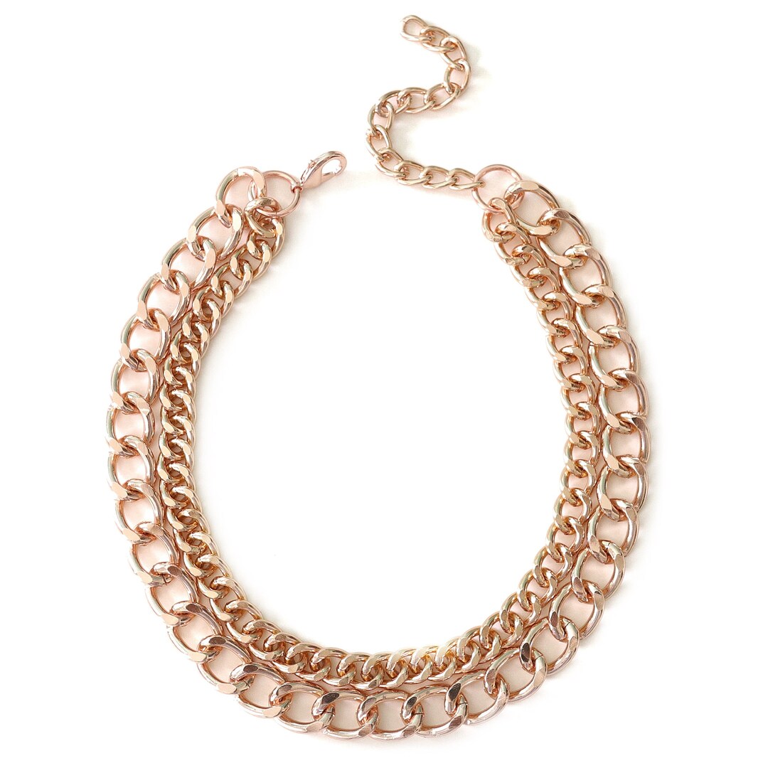 Red Double Layer Gold Chain Necklace main image 1