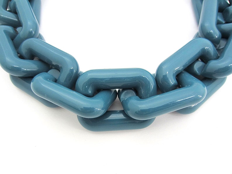 Chunky Teal Necklace, Resin Acrylic Chain, Geometric Statement Necklace, Large Link Necklace, Customized Jewelry, Super Chunky Jewelry image 2
