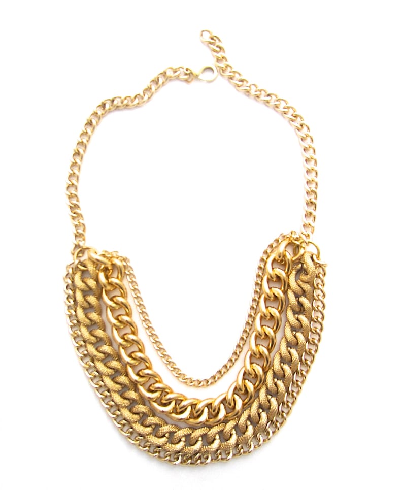 Chunky Chain Necklace Multi Layer Statement Necklace Gold Etsy