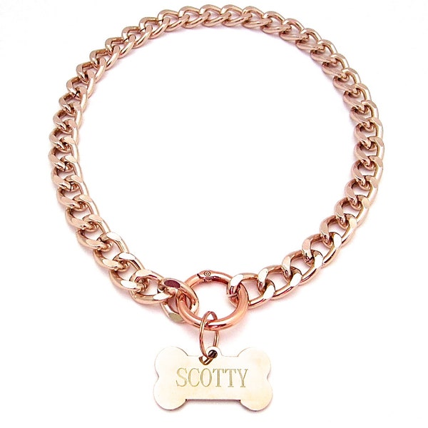 Kettinghalsband, medium Cubaanse link hondenketting, lichtgewicht hondensieraden