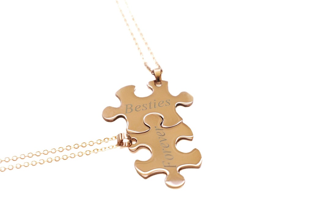 Puzzle Piece Necklace, Custom Engraved, Personalized Jewelry, Couples