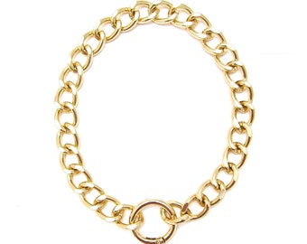 O Ring Choker, Lightweight Chain Link Necklace, Gold Day Collar