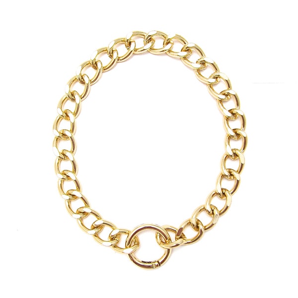 O Ring Choker, Lightweight Chain Link Necklace, Gold Day Collar