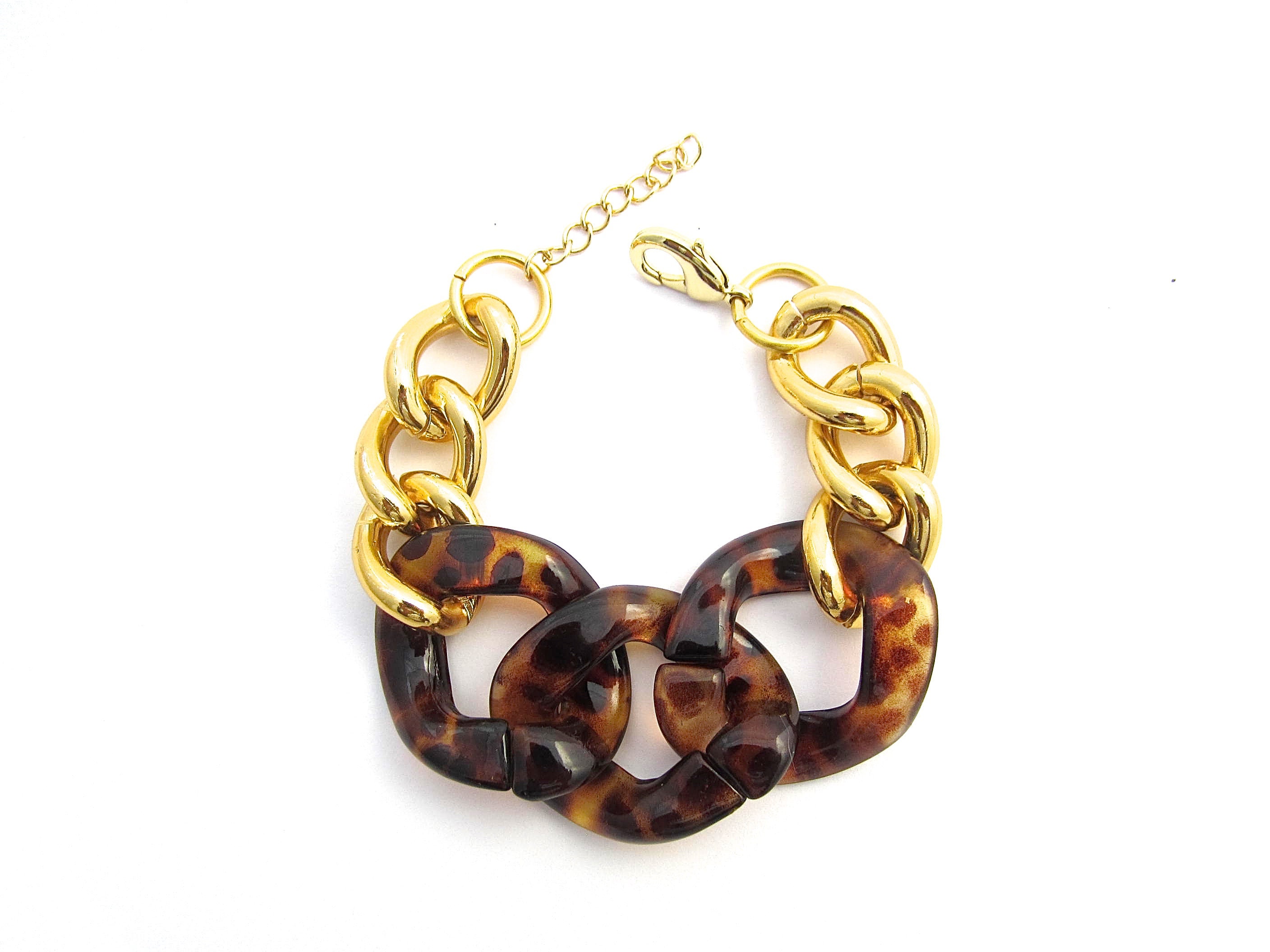 Gold Tortoise Bracelet Tortoise Shell Acrylic Link Bracelet | Etsy