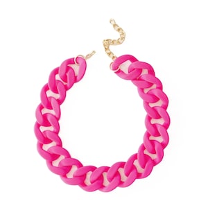 Chunky Neon Necklace, Florescent Statement Chain, Large Matte Link Necklace, Customized Jewelry, Acrylic Resin Link Chain
