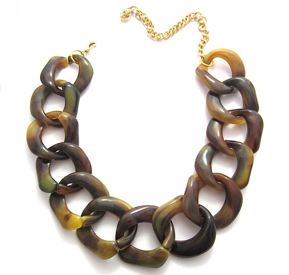 Brown Statement Necklace Chunky 